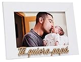TE Quiero Papa Marco de Madera Lacado en Blanco para sobremesa Foto 10x15 en Horizontal.
