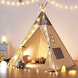 besrey Tipi Indio para Niños Tienda de Campaña Infantil Canvas Tipi 100% algodón con...