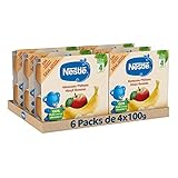 NESTLE Puré Manzana Plátano, desde 4 meses, Pack de 6 ( 4x100g), Fórmula mejorada