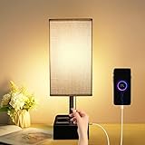 TOMSHOO Lámpara de Mesa de Noche para Dormitorio,Luz Nocturna para Dormitorio con 2...