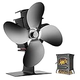 Khaco Ventilador de Estufa de energía térmica 122 ° F Arranque 4 aspas para el hogar...