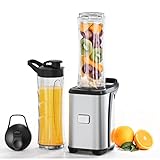 Batidora de Vaso Individual 350W, Licuadora Portátil con 2 Botellas de 600 ml, sin BPA, 4...