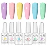 ROSALIND 15ML Smalto Semipermanente Rosa Blu, 6pcs Set Gel Colori Unghie per Manicure...