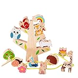 WOTEG Cuentas y cuerda para niños pequeños, juego de equilibrio apilable, de madera,...