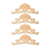 MUXSAM 4 apliques tallados en madera, molduras decorativas sin pintar, calcomanías de...