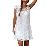 Overdose Vestido Casual Sin Mangas De Encaje De Playa para Mujeres Mini Vestido Casual De...