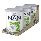 NAN Confort 2 LR Leche en Polvo para Bebés, 3 x 800g