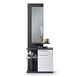 Habitdesign Recibidor con Espejo, Mueble de Entrada, Acabado en Color Blanco Brillo y Gris...