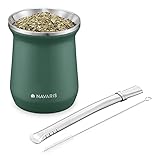 Navaris Mate con bombilla - Kit de 1x vaso de acero inoxidable 300 ML para preparar...