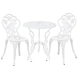 casa.pro Set Bistro Aluminio Fundido Mesa + 2 sillas Blanco Look Antiguo Muebles para...