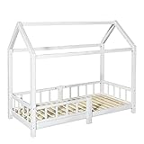 Dreamhigh® Cama Infantil 90x200 cm Montessori - Cama casita con Barrera - Estructuras de...