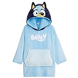 Bluey Sudadera Manta Forro Polar Niña Niño Hoodie Blanket(Azul, 4-6 años)