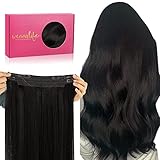 WENNALIFE Extensiones Hilo Invisible Pelo Natural, 30cm 70g Negro Natural Remy Cabello...