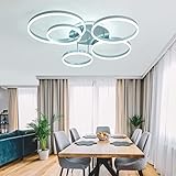 Guang Shuo plata moderna lámpara de techo LED regulable con mando a distancia 6 anillos...