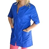 Bata para esteticista o peluquera de algodón, con cremallera, ideal para quienes trabajan...