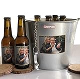 Set de 6 cervezas personalizadas con cubo enfriador y abrebotellas, cervezas con foto para...