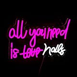 All You Need is Nails Señales de neón, Nail Neon Sign Letrero Led rosa letreros de luz...