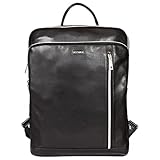 Sassora Mochila mediana unisex de piel auténtica, color negro, negro, M, Moderno