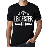 Hombre Camiseta Vintage T-Shirt Live It Love It Leicester Negro Profundo