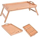 Bandeja de bambú plegable se puede utilizar en la cama para alimentos con patas plegables...