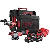 Milwaukee Kit M18 Fuel modelo FPP2AA-503X Taladro + amoladora + 3 baterías 5,0 Ah +...