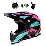 LVSENET Casco de Cross Mujeres Rosa Negro Casco Motocross Adulto con...