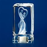 Sziqiqi Parejas Cubo Cristal Grabado con Láser 3D con Base de Iluminación LED -...