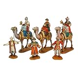 AC - Reyes, Camellos y pajes 20 y 11 cm, durexina, Figuras Reyes Magos para belén,...