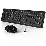 Teclado y Raton Inalámbrico con Receptor USB, 2.4GHz Pack de Teclado Mouse, Teclado de...