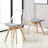 IPOTIUS Juego de 2 sillas de comedor escandinavas transparentes, sillas escandinavas,...