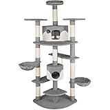 TecTake Rascador para Gatos Árbol para Gatos Trepar Sisal Juguetes 204cm (Gris Blanco |...