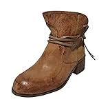Dasongff Chelsea Boots - Botas de vaquero para mujer, retro, de piel, de caña media,...