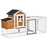 Pawhut Gallinero de Madera Exterior Jaula para 2-4 Gallinas de 2 Niveles con Nido Techo...