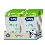Sanex Zero%, Gel de Ducha o Baño para Pieles Normales, Hidratante, Pack 10 Recambios x...