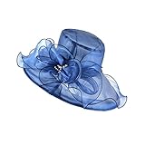 YUEMING Mujeres de Sol Sombrero,Sombrero de Organza para Mujer, Cinta Floral de ala Ancha...