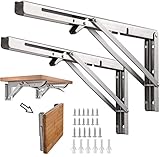 JOLIGAEA Escuadras Abatibles, 2PCS Bisagras Mesa Plegable Inoxidable, 350mm Escuadras...