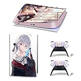 KACBRU Piel Consola Anime Decal Skin para PS5 Edición Digital Consola 2 Controladores...