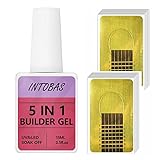 INTOBAS 5 en 1 Builder gel uñas constructor,Gel de extensión de uñas transparente,Kit...