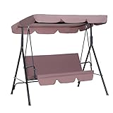 Outsunny Columpio de Jardín de 3 Plazas Silla Balancín con Parasol Techo Ajustable en...
