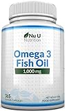 Omega 3 1000 mg - 365 Cápsulas - Aceite de Pescado con Ácidos Grasos EPA y DHA - 1 Año...