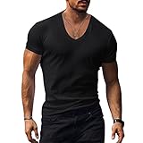 Men T-Shirt V-Neck Loose Breathable Men Summer T-Shirt Bodybuilding Fitness T-Shirt...