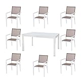 LOLAhome Conjunto de Mesa Extensible y 8 sillas de jardín Thais apilables Blanco y...