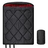 Saco de dormir de invierno doble de 0 grados, doble ancho tamaño Queen con forro de...