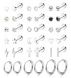 MILACOLATO 18 Pares Piercing Oreja Pendientes Mujer Pendientes Acero Inoxidable Piercing...