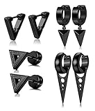 LOLIAS 4 Pares Acero Inoxidable Aretes Triangulares para Hombres Mujeres Pendientes...
