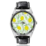 Relojes de pulsera de cuarzo amarillo con acuarela de limón para mujeres y hombres,...