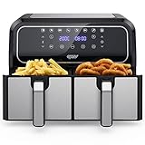 Innsky Freidora sin Aceite Dual Zone, 8L Freidora Aire Caliente Doble Compartimento,...