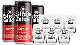 Estrella Galicia Cerveza Especial 1 pack de 24 latas de 33cl + Juego de 6 vasos de caÃ±a...