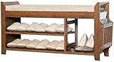 XOUVY Zapatero de 3 Niveles Marrón-Premium Organizador de Zapatos de Madera Vintage,...