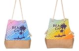 Mugar- Bolso o Mochila de Playa- Mochila con Asas de Cuerda de Tela con Base Reforzada...